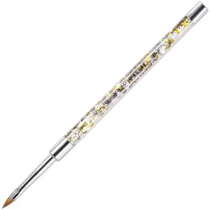 3D Kolinsky Nail Art Brush - Gold Glitter Handle, Size 4 - Acrylic Nail Art Sculpture Brush for Manicures Pedicure Salon Professional or Beginner