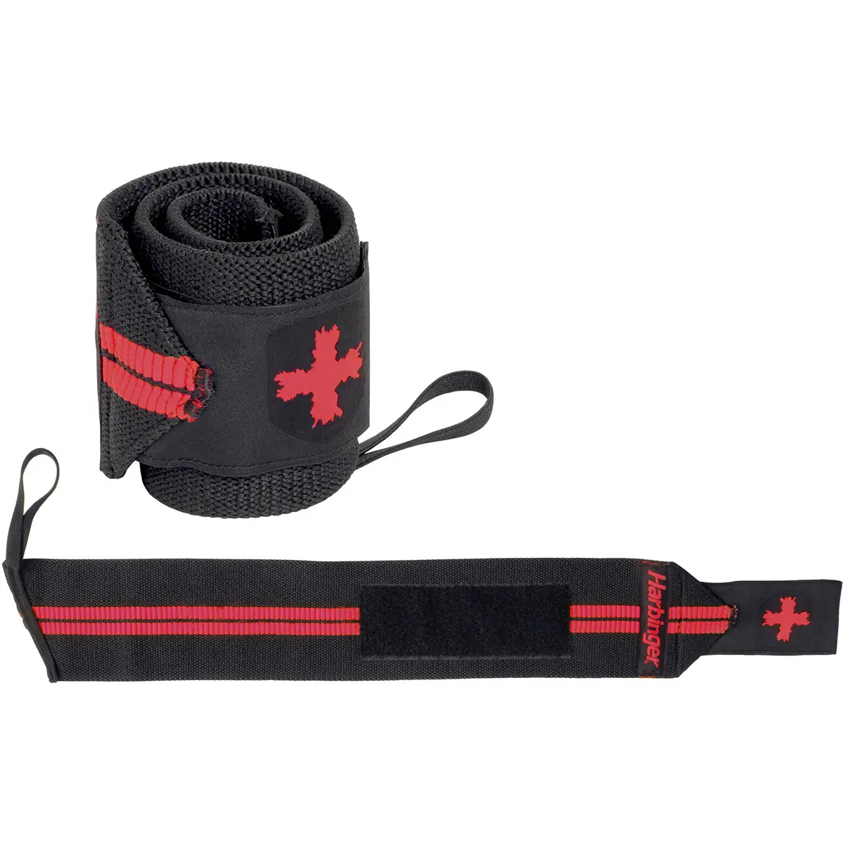 Harbinger 18" Red Line Weight Lifting Wrist Wraps - Black, Wrist Strap for Women's Workout Equipment, One Size with Fully Adjustable Closure