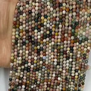 2/3/4MM Natural Alashan Beads Round Faceted Crystal Gemstone Beads 39CM Length for DIY Jewelry Making Bracelet Necklace 15.5inch Semi-Precious Jasper Beads Handmade Gift