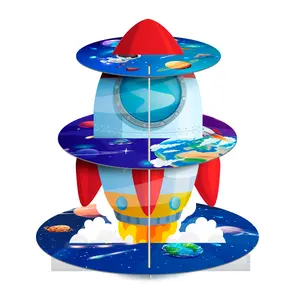 Space Cupcake Stand, 3 Tiers Space Theme Cupcake Stand, Space Cupcake Holder & Space Theme Dessert Tower, for Boys/Girls Space Themed Party Decorations, Outer Space Birthday Decorations