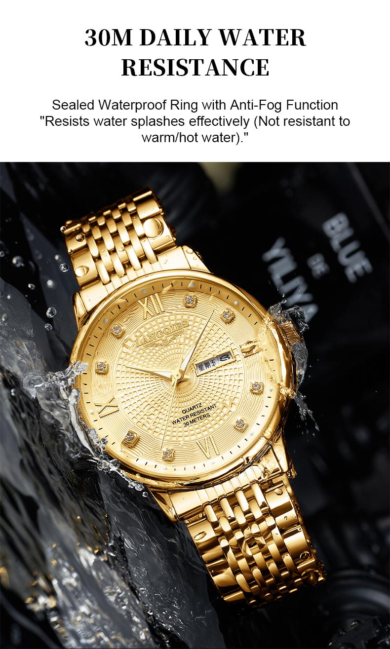 LANGQIES Elegant Multi-Function Men's Watch with Original Swiss Movement, featuring Dual Calendar, 42mm Dial, Sapphire Crystal, Stainless Steel Band, and Luminous Water-Resistant Design. LANGQIES Elegant Multi-Function Men's Watch with Original Swiss Movement, featuring Dual Calendar, 42mm Dial, Sapphire Crystal, Stainless Steel Band, and Luminous Water-Resistant Design.