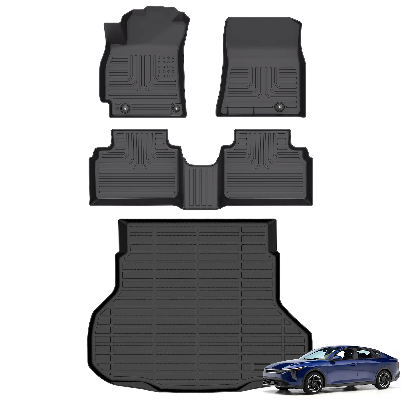 COLANAT for Kia K4 2025 (4-Dr Sedan Only - Not Forte/Hatchback) Floor Mats & Cargo Liner Set, Fits All Trims LX LXS EX GT-Line All-Weather Waterproof Car Mats Lays Flat Tough Durable Non-Slip Accessories