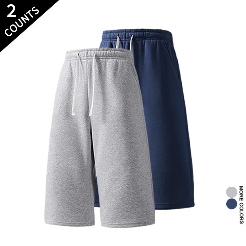 2 Pack Men's Knee Length Sweat Shorts Soft Casual Drawstring fashion forward beach day fall winter figure flattering warm weather refined minimalist stylish essential viral style