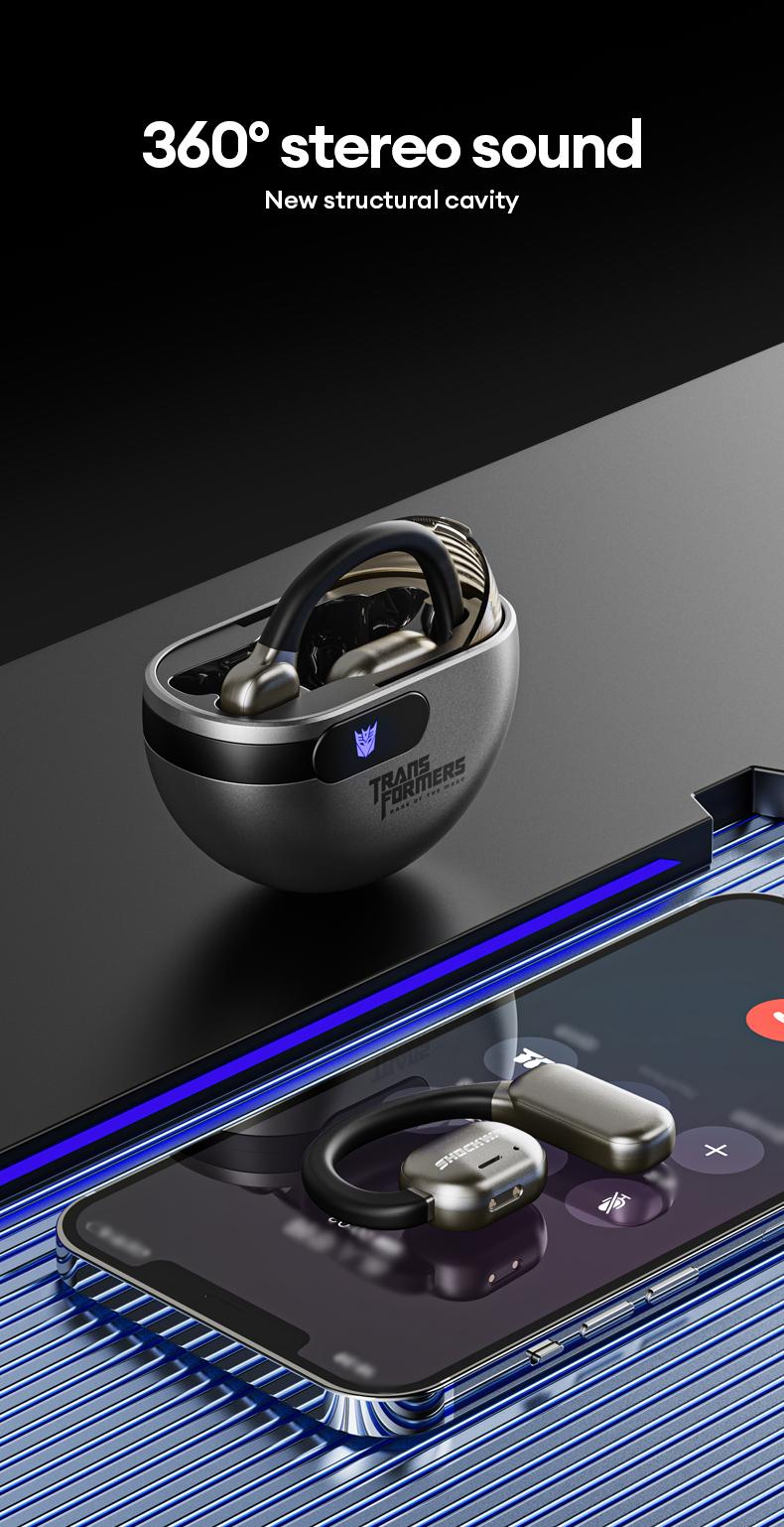 TRANSFORMERS TF-T09 Open Wireless Headphones with 2025 Bluetooth 6.0, 360° Stereo Sound, HD Voice Calls, Ergonomic Comfortable Design, Wireless Earbuds for Music & Phone Calls