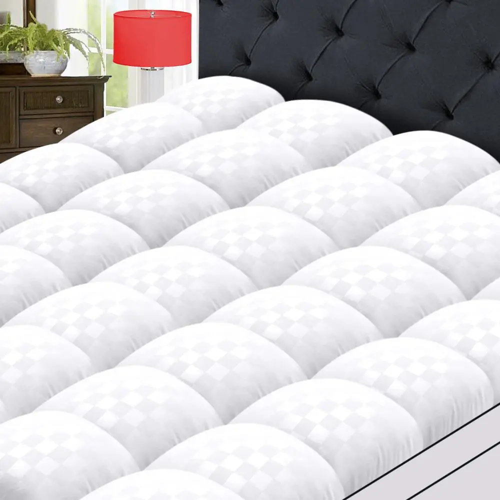 【Home Essentials】WeCharmer Premium Microfiber Extra Thick Soft Mattress Topper, 500/1000 GSM Quilted Boxes Breathable Cooling Plush Down Alternative Pad, 8-21 in Deep Pocket, Built to Handle Frequent Washing