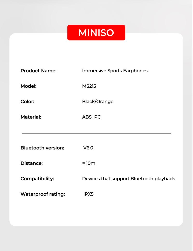 MINISO MS215 Wireless Bluetooth 6.0 In-Ear Headphones Open-Type Design High-Fidelity Sound Low Latency Comfortable Fit Ideal for Daily Use and Gifting MINISO MS215 Wireless Bluetooth 6.0 In-Ear Headphones Open-Type Design High-Fidelity Sound Low Latency Comfortable Fit Ideal for Daily Use and Gifting