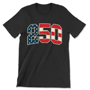 USA Style "250" Graphic T-Shirt 100% Cotton Soft Comfortable Unisex Tee Classic American Design for Everyday Wear - Casual