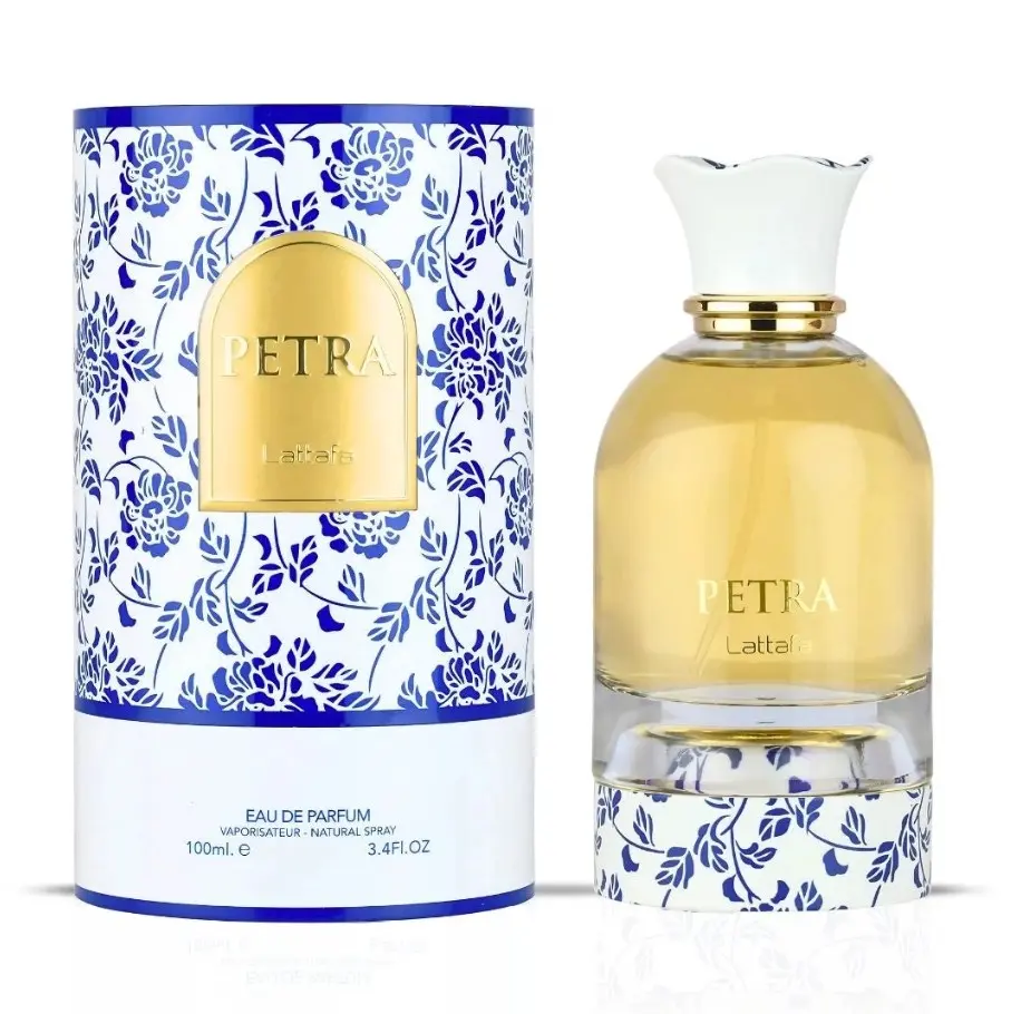 Lattafa Petra Exotic 100ml Unisex EDP Spray - Arabian Ethnic Fragrance, Gourmand Vanilla, Elegant Floral, Plum Base Blend, Long-Lasting Perfume, Purse-Sized, Father's Day Gifts