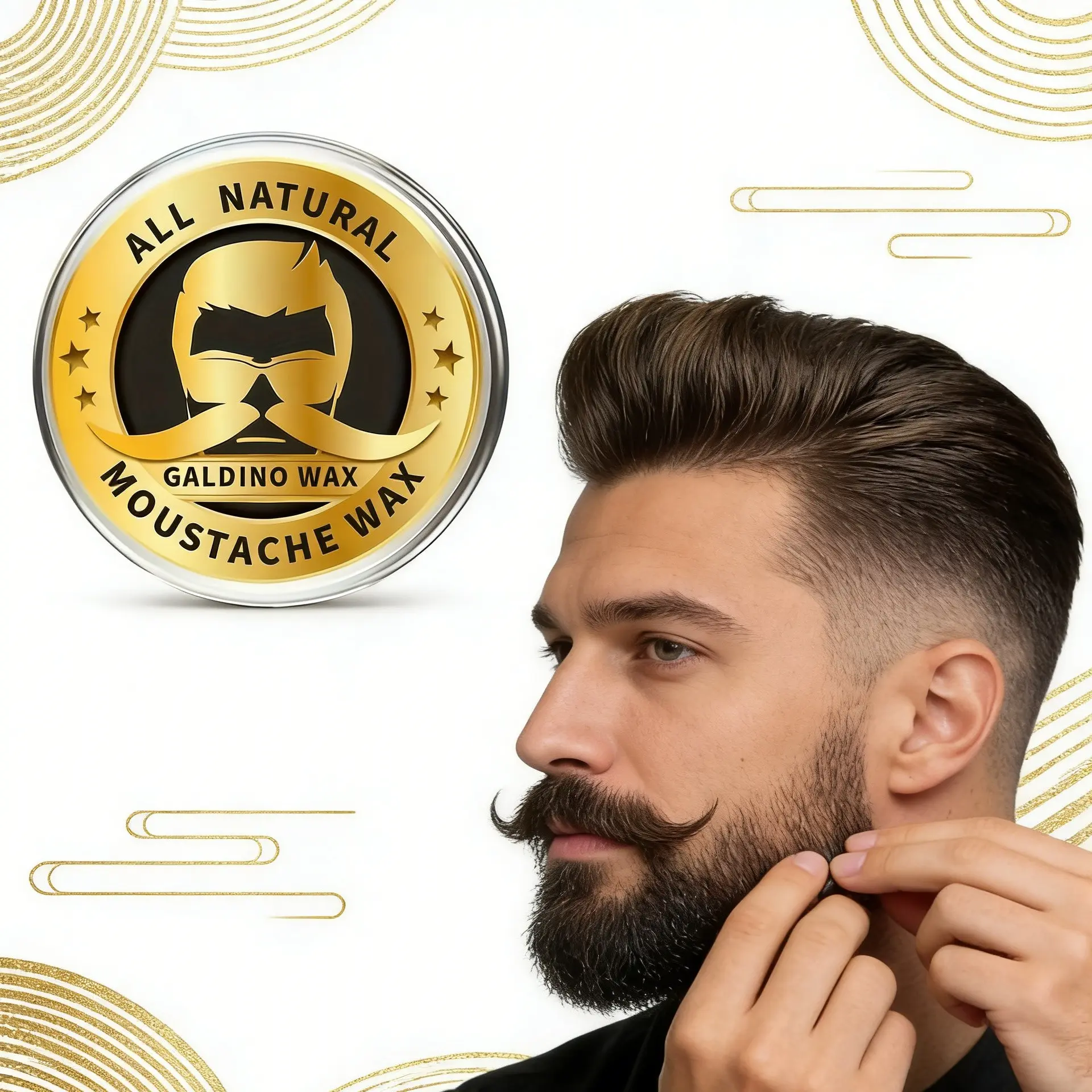 Men's Premium Quality Mustache Wax, Smooth Cream Texture, Long-Lasting Hold, No Irritating Chemicals, All Natural, Natural Ingredients, Natural Mustache Wax for Handlebar & Full Face, Gentle for Daily Use, Versatile Use