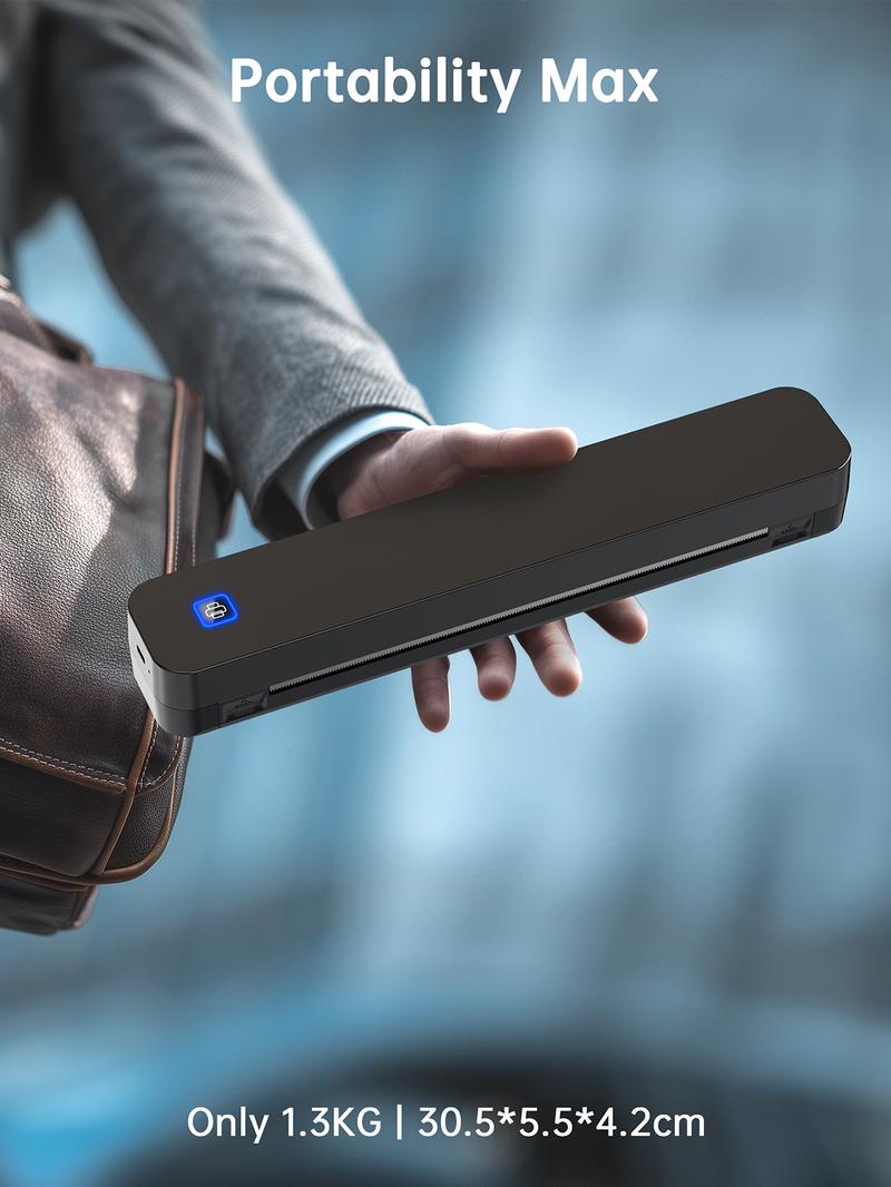 Inkless Portable Printer – Bluetooth Wireless Thermal Printer for Travel, Home & Office,iOS/Android/Laptop Compatible,Support 8.5x11 US Letter&A4 Thermal Paper,No Ink Needed, Printing Machine,Excellent Gift