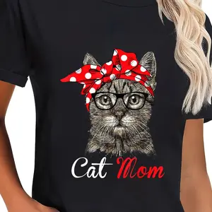 100% Cotton Funny Cat Mom Shirt for Cat Lovers-Mothers Day Gift T-Shirt