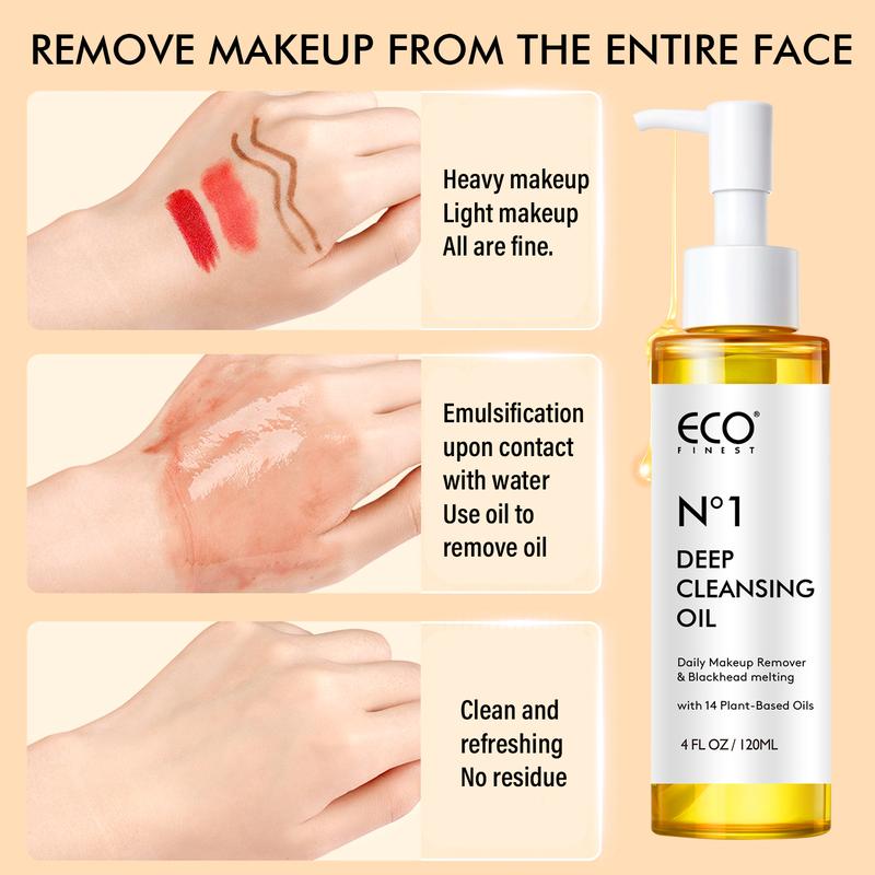 ECO FINEST No. 1 Deep Cleansing Oil with 14 Essential Oils for All Skin Types 120ml Removes Makeup Dissolves Blackheads Gentle Plant Based ECO FINEST No. 1 Deep Cleansing Oil with 14 Essential Oils for All Skin Types 120ml Removes Makeup Dissolves Blackheads Gentle Plant Based