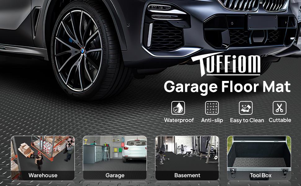 Bonnlo 5x10 FT Garage Floor Mat for Under Car,Thickened PVC Roll Floor mats, Waterproof Non Slip Parking Mat