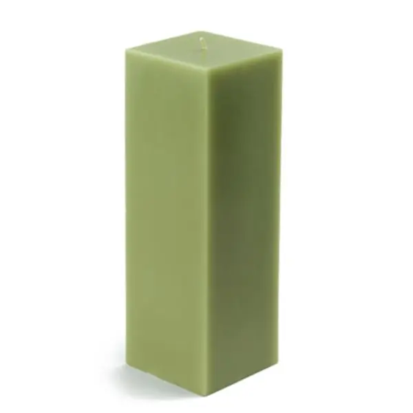 CPZ-157-0 Unscented Sage Green Square Pillar Candle, 3x9 in Handpoured Wax, Smokeless Dripless Long Burning Decor Candle for Home Supplies, Wedding Use, 3 X 9 In.
