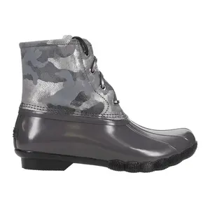 Sperry Womens Saltwater Metallic Camouflage Zippered Duck Casual Boots Ankle Low Heel 1-2" - Grey, Silver Sperry Womens Saltwater Metallic Camouflage Zippered Duck Casual Boots Ankle Low Heel 1-2" - Grey, Silver