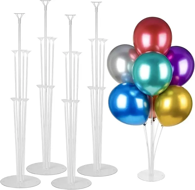 4 Sets Balloon Stand Kits with Base & Balloon Sticks Holder for Table, Birthday Decor, Graduation & Baby Shower Party Supplies, Summervibes Festive Decor, Adjustable Balloon Accessories