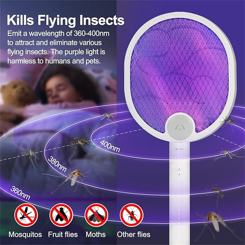 2-in-1 Efficient Mosquito Killer, 1200mAhFoldable Electric Mosquito Swatter, Handheld Rotatable Mosquito Repellent, ThreeLayer Mesh Safety Anti Electric Shock Design,Purple UV Light for Indoor & Outdoor Use 2-in-1 Efficient Mosquito Killer, 1200mAhFoldable Electric Mosquito Swatter, Handheld Rotatable Mosquito Repellent, ThreeLayer Mesh Safety Anti Electric Shock Design,Purple UV Light for Indoor & Outdoor Use