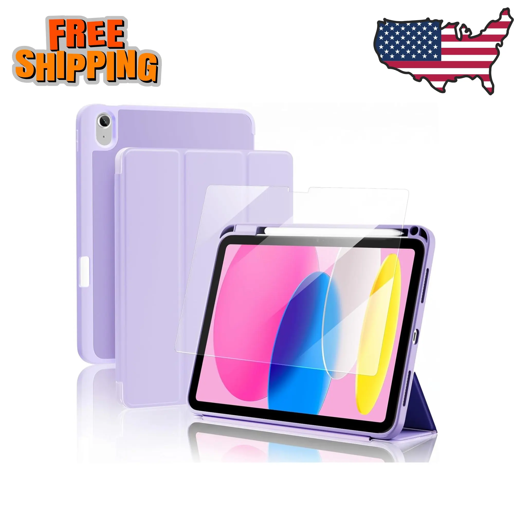 Smart Case+Screen Protector for iPad (A16) 11/10th Gen, Purple