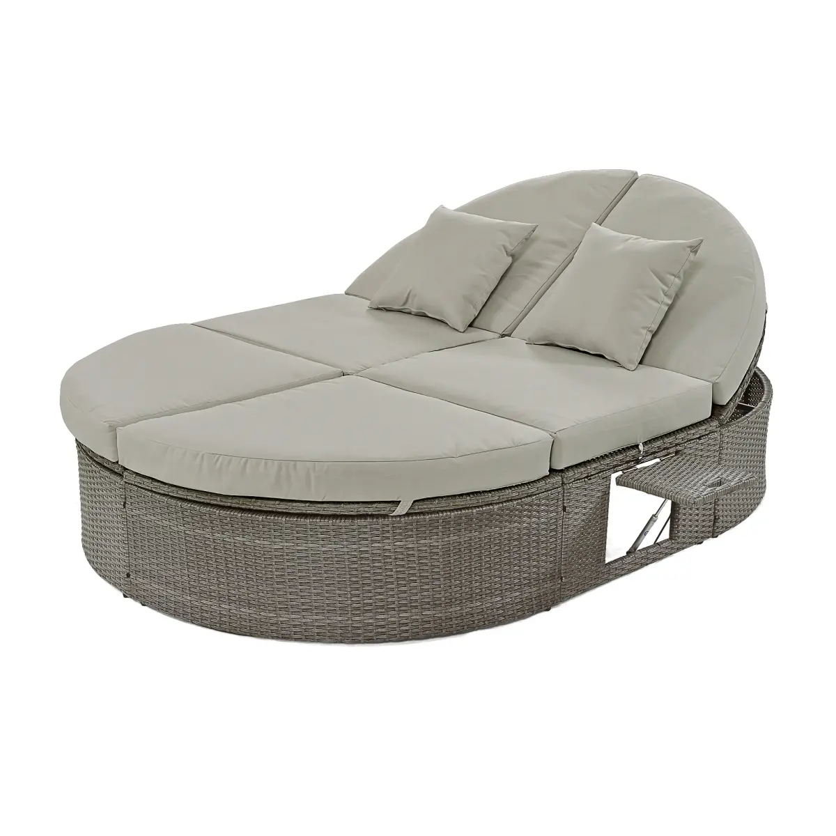Direct Wicker UBS-SP100015AAE Outdoor Rattan Daybed, Patio 2-Person Sun Bed with Cushions and Pillows, Chaise Lounge with Adjustable Backrests
