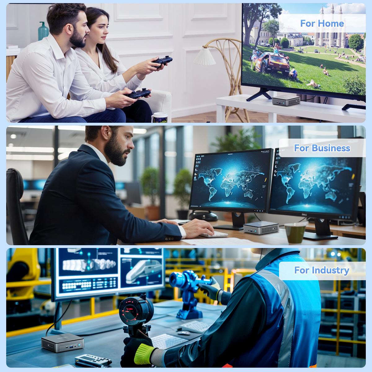 GEEKOM Air12 Mini PC | Intel 13th Gen N150, 16GB DDR5, 512GB NVMe SSD | 4K Triple Display via HDMI+MiniDP+USB-C, WiFi 6, BT5.2, Gigabit LAN, SD Slot, VESA Mount | Compact Desktop for Home, Office & Business Tower Computer