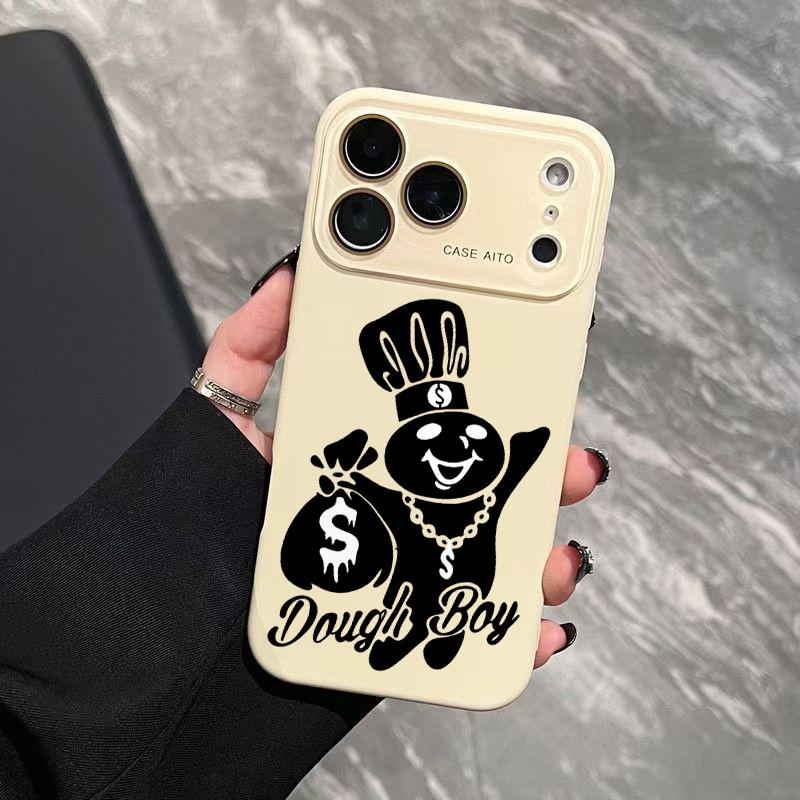 Dough Boy Money Bear Phone Case, Vibrant Dopamine Checkerboard Cover for iPhone 17 16 15 14 13 12 Pro Max Plus, Ultra Skin-Friendly TPU, All-Inclusive Glass Lens Protection, Aesthetic Streetwear Art, Hypebeast Gift, Shockproof Trendy Case