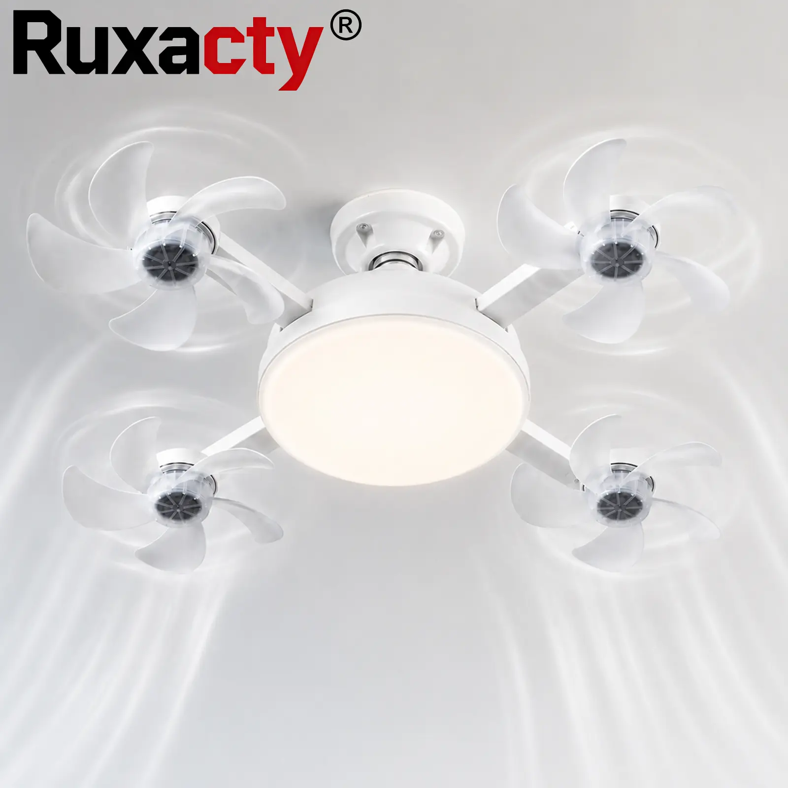 Screw In Ceiling Fan Light with Remote Control 19.7 Inch Foldable LED Socket Fan Light E26 Medium Base Ceiling Fan with 4 Fan Blades Quiet Airflow Bright Lighting Easy Installation for Bedroom Kitchen Garage Office and Dorm