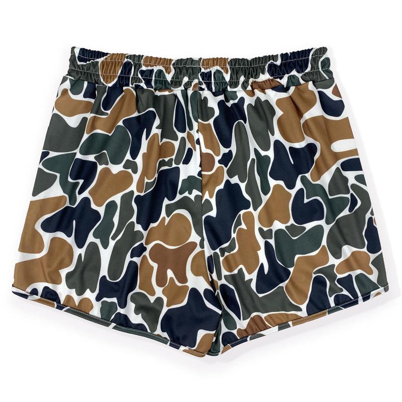 Viral Women's Camo Fitted Micro Shorts - Breathable Machine Washable Chic & Modern Versatile Summer Knit Fabric Bottoms with Vibrant Camouflage Pattern
