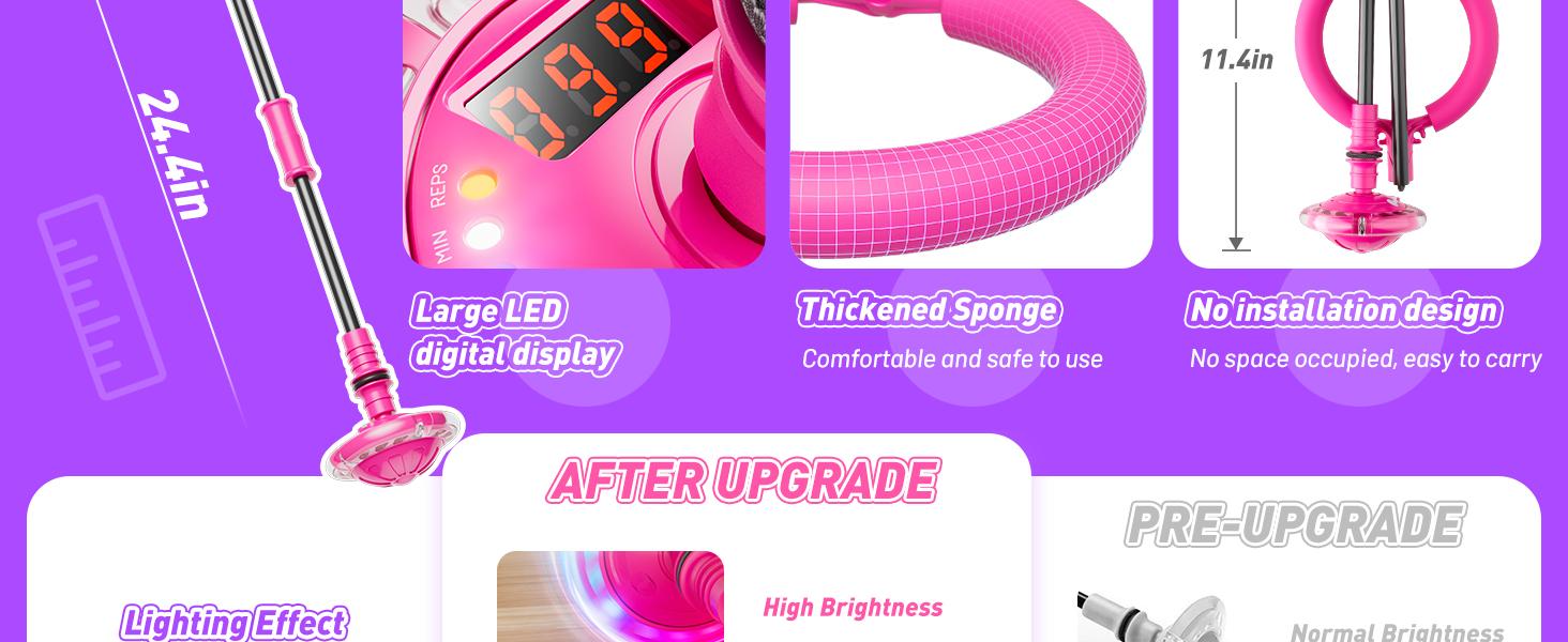 3-in-1 Skip Ball for Kids Rechargeable LED Flash Wheel with Counter Timer & Calorie Tracker Adjustable Rope Home Workout Equipment Fun Indoor & Outdoor Exercise Gift