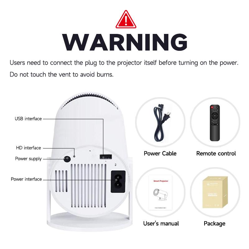 Outdoorfun Mini 4K Decoding Projector with 5G WiFi 6 & BT 5.0 - 720P Full HD, 160 ANSI Lumens, Portable Home Theater for Android Audio, Bluetooth