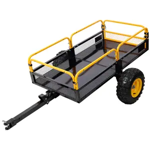1000 LBS steel heavy-duty towing multifunctional trailer for ATV UTV lawn mower towing, airport garden farm towing, with detachable rear panel