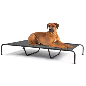 Elevated Dog Bed,Large Raised Outdoor Dog Cot with Metal Frame for Large Dogs,Indoor & Outdoor Cot Pet Hammock Bed with Washable Cooling Breathable Mesh & Anti-Slip Feet