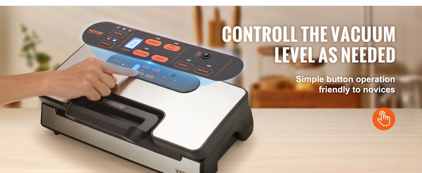 VEVOR Vacuum Sealer Machine, TikTokShopBlackFriday, 90Kpa 130W Powerful Dual Pump and Dual Sealing, Dry and Moist Food Storage, Automatic and Manual Air Sealing System with Built-in Cutter, with Seal Bag and External Hose