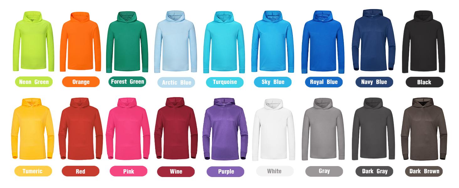 ProtectX 2 Pack UPF 50+ Hoodie Sun Protection Shirt Lightweight Long Sleeve Hi Vis Hooded Shirt Quick-Dry SPF UV Shirt Active Wear