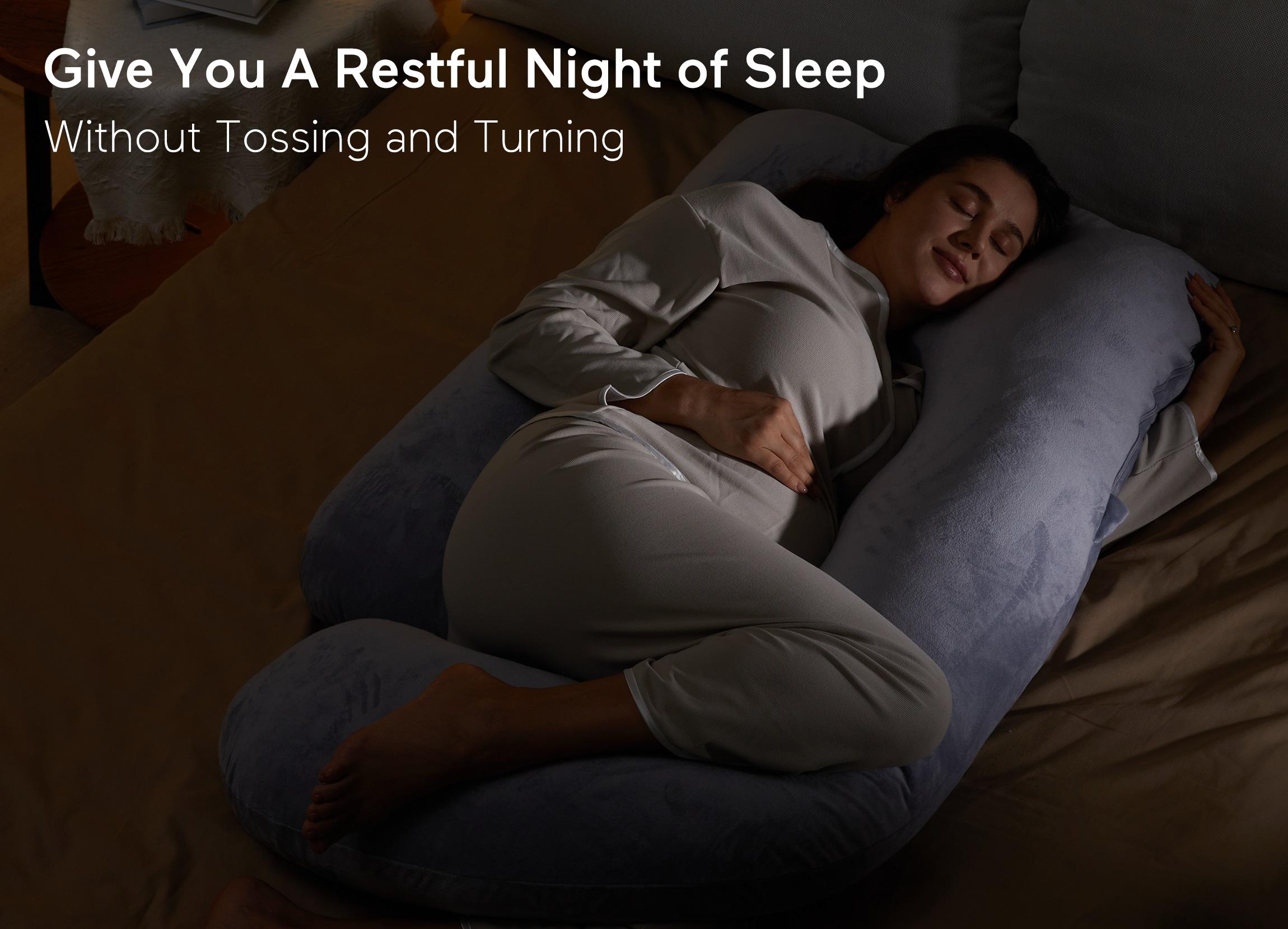 Momcozy Pregnancy Pillows, U Shaped Full Body Maternity Pillow with Removable Cover, 57 Inch Pregnancy Pillows for Sleeping, Grey Gifts