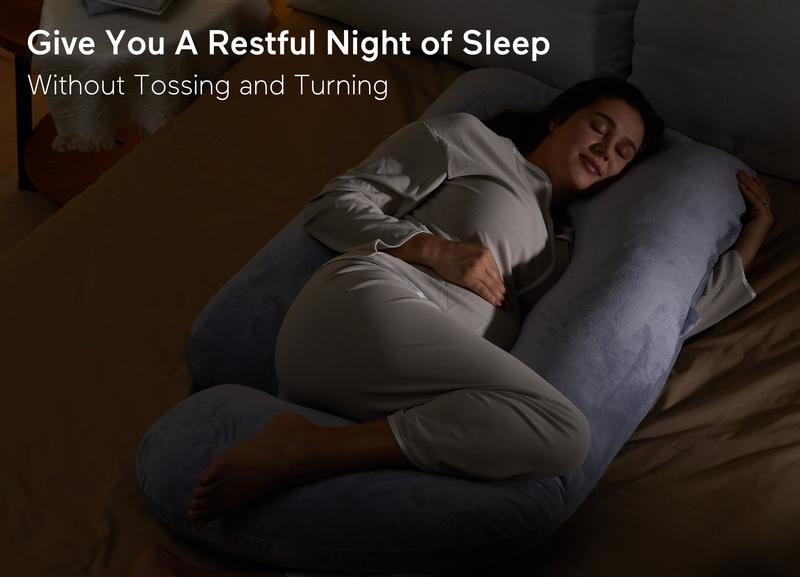TikTokShopBlackFriday Momcozy Pregnancy Pillows, U Shaped Full Body Maternity Pillow with Removable Cover, 57 Inch Pregnancy Pillows for Sleeping, Grey