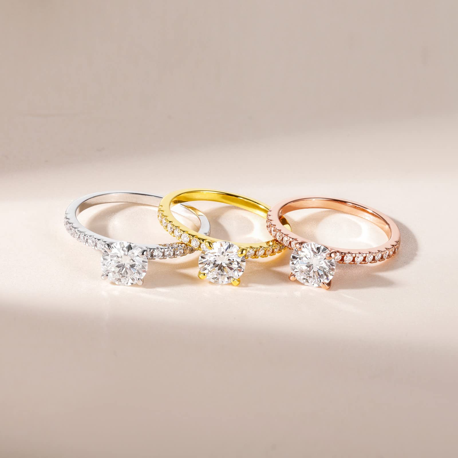 EAMTI 925 Sterling Silver 1.25 CT Round Cut Cubic Zirconia Engagement Ring Halo Promise Ring