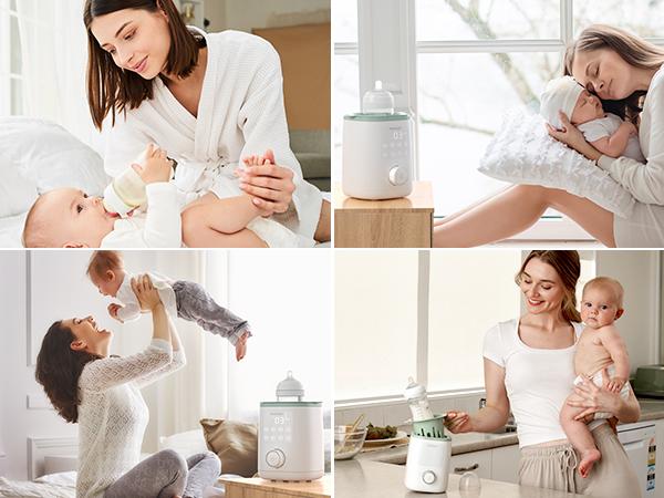 Momcozy Nutri Bottle Warmer, 9-in-1 Baby Bottle Warmer with Night Light, Accurate Temperature to Preserve Fullest Nutrients in Breast Milk MW02