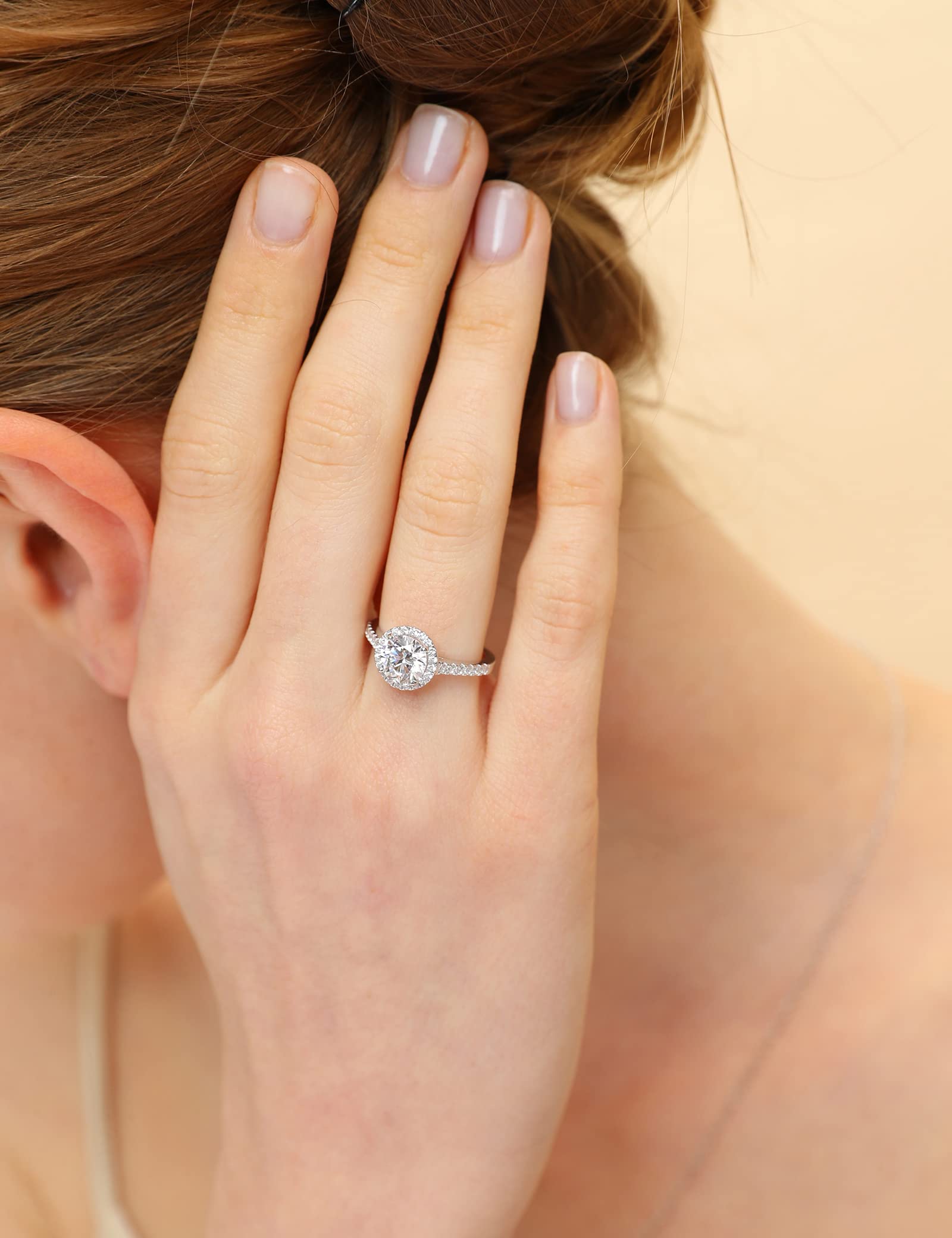 EAMTI 1.25CT 925 Sterling Silver Rings Round Halo CZ Engagement for Women Cubic Zirconia Wedding Bands Promise Rings for Her