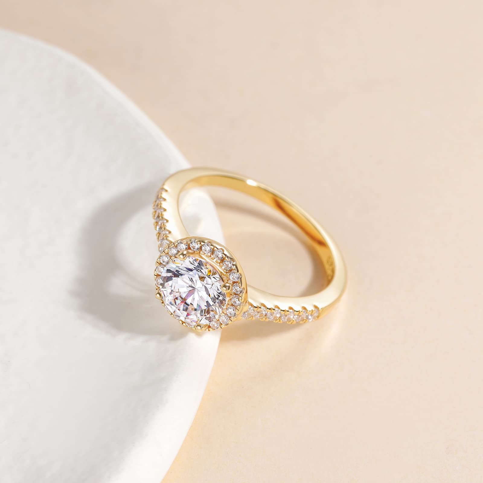 EAMTI 1.25CT 925 Sterling Silver Rings Round Halo CZ Engagement for Women Cubic Zirconia Wedding Bands Promise Rings for Her