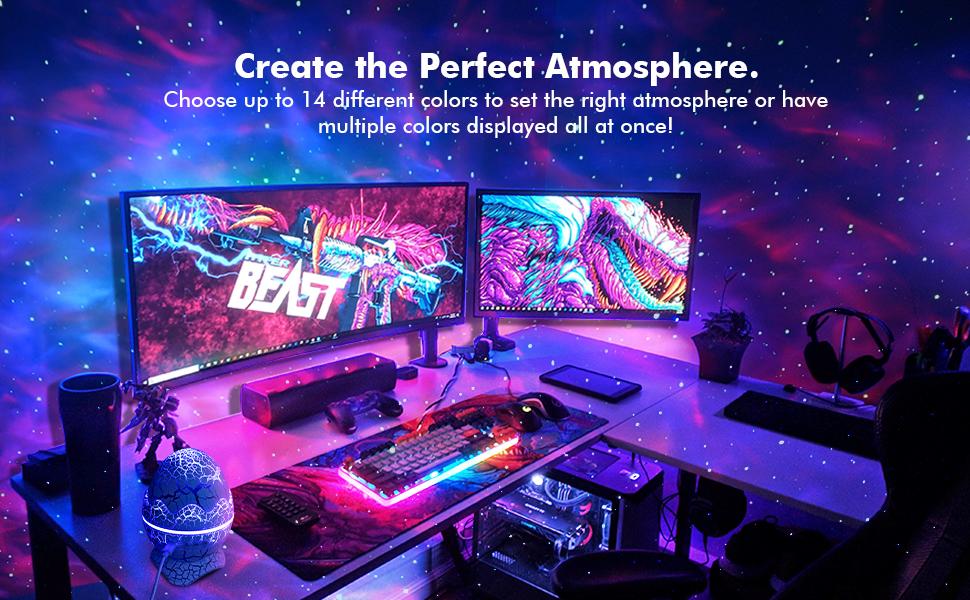 Rossetta Galaxy Projector,Star Projector for Bedroom,Night Lights for Kids Room with White Noise,Timer and Remote,Gifts for Kids