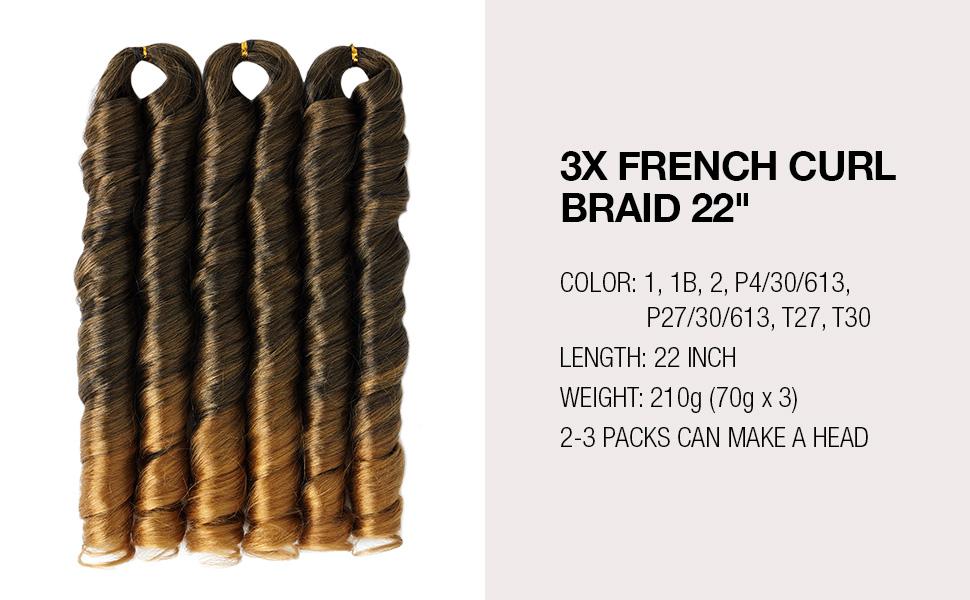 Authentic 3X Value Pack French Curl Braid 22"