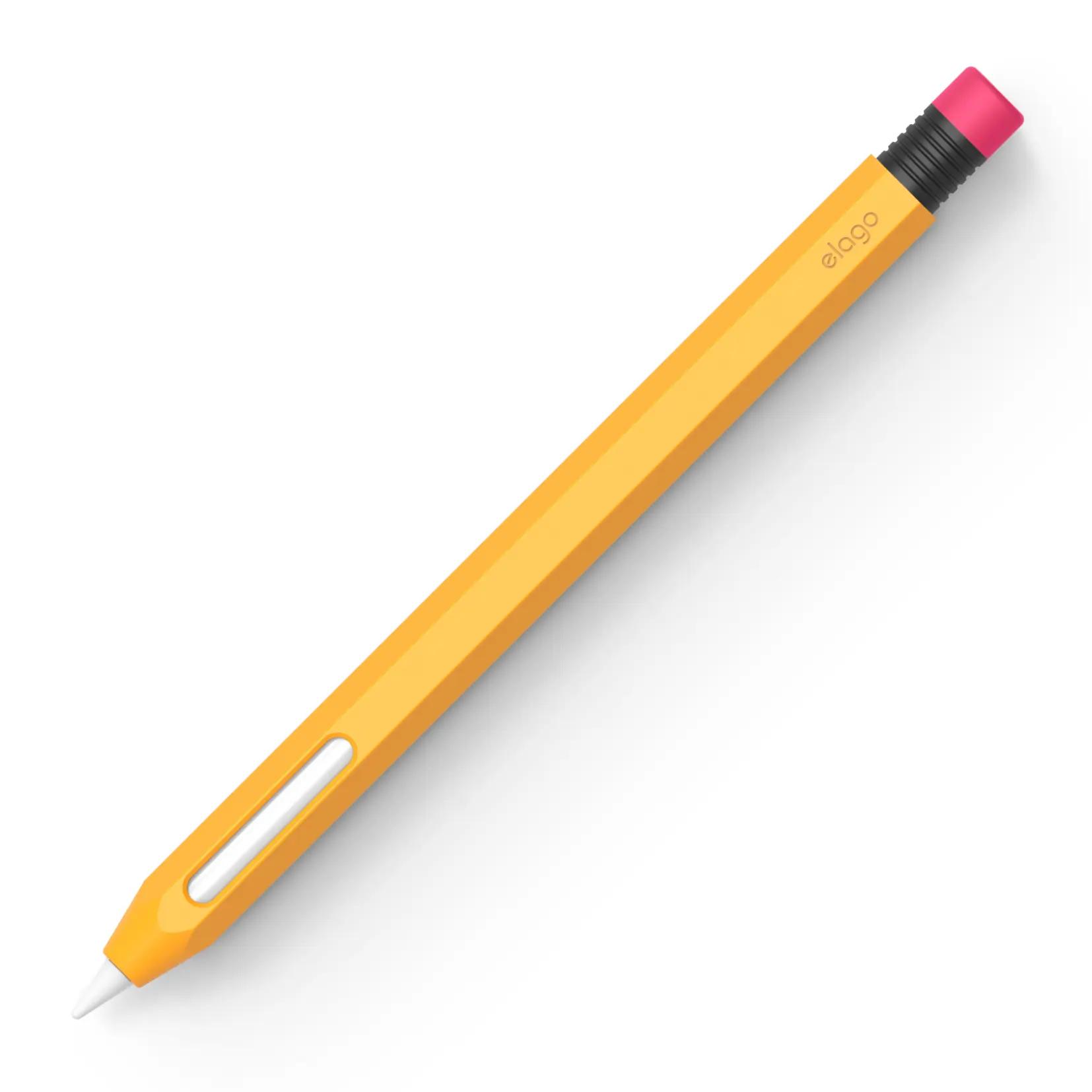 elago Silicone Stylus Pencil Case for 2nd Generation Pencil - Retro Design, Magnetic Charging Compatible, Double Tap Support, Unisex Tablet Computer Wireless Accessories (Proper Installation Required for Charging) [Classic Yellow] - Holiday Gift Option