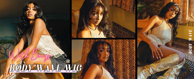 [Valentine's Day Essential] West Kiss Glueless Wig With Bangs Body Wave 5x5 Lace Closure Wig Human Hair Ready To Go Wig TikTokShopHolidayHaul