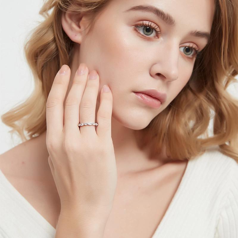 EAMTI 2mm 925 Sterling Silver Wedding Band Cubic Zirconia Half Eternity Stackable Engagement Ring EAMTI 2mm 925 Sterling Silver Wedding Band Cubic Zirconia Half Eternity Stackable Engagement Ring