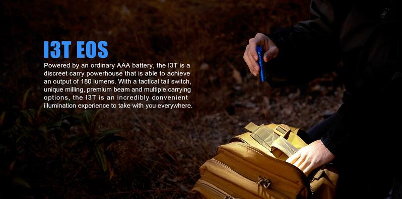 OLIGHT I3T EOS 180 Lumens Dual-Output Slim EDC Flashlight with AAA Battery for Camping and Hiking, Tail Switch Flashlight