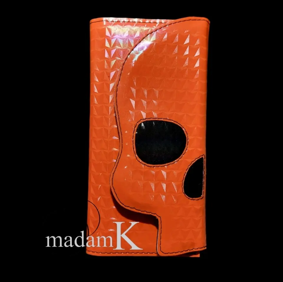 Tri-fold Skull Wallet Orange/Black Holographic
