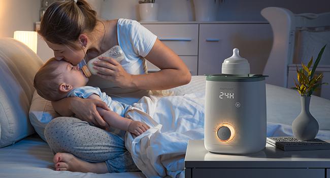 Momcozy Nutri Bottle Warmer, 9-in-1 Baby Bottle Warmer with Night Light, Accurate Temperature to Preserve Fullest Nutrients in Breast Milk MW02