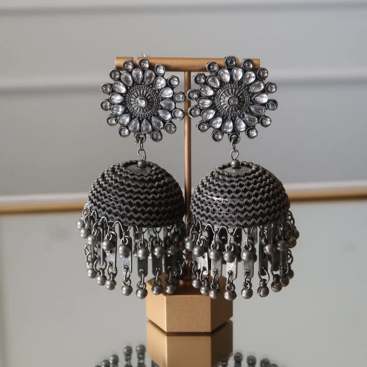 Oversized Black polish big jhumka