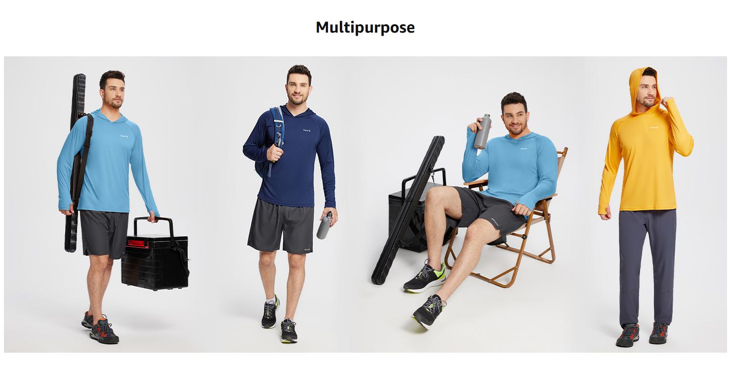 baleaf Men's Sun Protection Hoodie Shirt UPF 50+ Long Sleeve UV SPF T-Shirts Rash Guard Fishing Swimming Lightweight