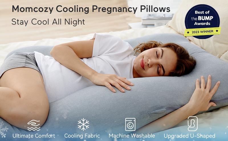 Momcozy Pregnancy Pillows with Cooling Cover, U-Shaped Full Body Maternity Pillow for Side Sleepers 57 Inch - Support for Back, Hip, Belly, Legs for Pregnant Women, 1 Pack【B】
